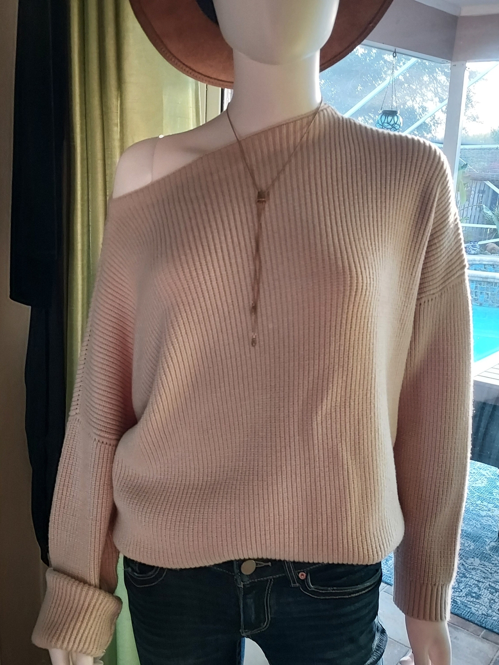 Unbranded Merino Wool  Blend Ribbed Oatmeal Women’s Oversized Sweater. Sz. S/M.